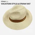 Beige woven straw fedora hat with a dark brown decorative ribbon band for summer - Beige Coffee Band Style