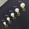 Glossy ABS pearl pendants with gold rhinestone loops in five sizes from 8mm to 16mm - Cream White Gold Rhinestone Base + Loop