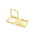 Light yellow PE film suspension jewelry box showing an open empty frame and a closed case - Small Square Floating Case / Yellow