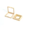 Beige square PE film suspension jewelry box showing flexible membrane for bracelet display - Small Square Floating Case / Apricot