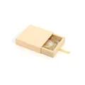 Beige sliding jewelry display box with transparent window and light green jade bracelet - Apricot-colored Floating Box + Plastic Drawer Box; 70*70*20mm