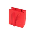 Classic red matte gift bag with ribbed ribbon handles for jewelry and gift packaging - Red Bag; Paper Tote Bag 15*15cm