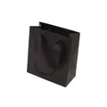 Minimalist black paper gift bag with matching wide ribbon handles and matte finish - Black Bag; Paper Tote Bag 15*15cm