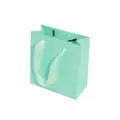 Mint green PE film jewelry gift display box with ribbon handle and matte finish - Green Bag; Paper Tote Bag 15*15cm