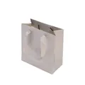 Minimalist light gray paper gift bag with silk ribbon handles for jewelry storage - Grey Bag; Paper Tote Bag 15*15cm