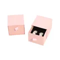 Pink drawer jewelry box with ribbon handle and soft black flocked inner lining - Pink Ring Box; Ring Box 5*5*4cm