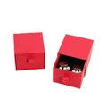 Red matte drawer jewelry box with black velvet lining and cloud pearl earrings - Red Ring Box; Ring Box 5*5*4cm