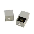 Gray slide jewelry display box with a gold scorpion signet ring on black velvet lining - Gray Ring Box; Ring Box 5*5*4cm