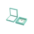 Tiffany blue PE film suspension jewelry box showing open and closed states for storage - Small Square Floating Case / Fruit Green