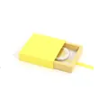 Bright yellow drawer jewelry display box with clear PE film for suspended coin storage - Yellow Floating Box + Drawer Box; 70*70*20mm
