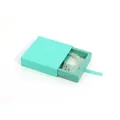Teal blue sliding drawer PE film jewelry display box with a beaded bracelet inside - Green Floating Box + Drawer Box; 70*70*20mm