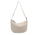 Minimalistische beige Oxford-Tasche in Halbmondform mit verstellbarem Schultergurt - Weiß