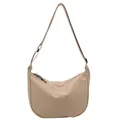 Beige große Oxford Crossbody-Tasche in Halbmondform mit verstellbarem Riemen - Dunkelkhaki