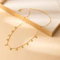 Gold stainless steel star and zircon pendant necklace with geometric petal design - Five-pointed Star (X651) / Gold