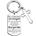 Polished stainless steel keychain with Joshua 1:9 bible verse and hollow cross charm - Joshua 1:9 Rectangular Dog Tag (ZJ-4) / Silver