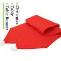 Chemin de table de Noël en velours rouge avec pompon blanc style bonnet de Père Noël festif - Drapeau de table