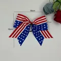 Large American flag bow hair clip for girls with stars and stripes polyester ribbon - Stars And Stripes Large Streamer Bow (17#)