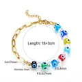 Detailed specs of gold plated stainless steel evil eye and pearl bead bracelet - Br24770mg
