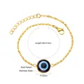 Vergoldetes Edelstahl Evil Eye Armband mit 18cm Länge und 12mm Anhänger Design - Goldenes Einzel-Evil-Eye-Armband