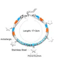 Double-layered stainless steel evil eye bead bracelet with five-pointed star pendants - Br24780ms