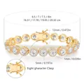 Luxury 5mm round cubic zirconia gold tennis bracelet with 12mm width and secure clasp - 7.0 Inches / 5mm / Gold
