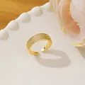 Adjustable gold pavé ring with four rows of sparkling cubic zirconia stones - Adjustable Open / Gold Multi-row Pavé Cubic Zirconia Style (E)