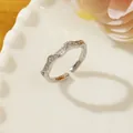 Silver micro-pave twisted rope open ring with sparkling white cubic zirconia stones - Adjustable Open / Silver Twisted Rope Weave Pavé Style (Y1)
