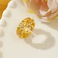 Elegant gold-plated hollow floral ring with white zircon insets and open design - Adjustable Open / Gold Hollow Floral Pattern Style (N1)