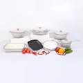 Batterie de cuisine 7 pièces en fonte émaillée beige avec marmites et poêles à frire - Marmite à fruits de mer 30cm (3.5L) / Gris Clair Dégradé