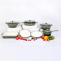 7-piece olive green enamel cast iron cookware set with pots, pans and baking tray - Olive Green / J33 Baking Pan (3.5l) 33x23cm