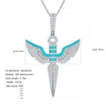 Colgante daga alas de ángel en plata S925 y moissanita dimensiones 38x58mm - Colgante de Moissanita de 1.35ct