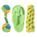 Three-piece durable cotton rope dog toy set including bone, slipper and twist shapes - Highly Recommended Three-piece Set (barbell Ball + Slippers + New Corn Cob)