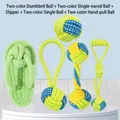 5-piece dog chew toy set including cotton rope knots, dumbbell ball, and slipper shape - Great Value 5-piece Set (slippers + Hand-held Ball + Barbell Ball + Handle Ball + Round Ball)