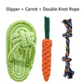 Durable cotton rope pet toy set including slipper, carrot, and double-knot rope styles - Popular 3-piece Set (slippers + Carrot + Double Knotted Rope)
