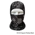 Breathable full face tactical balaclava mask in HD-02 square paisley black pattern - Square Paisley