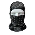Quick-dry paisley pattern tactical cycling mask in black and white big square design - Large Black Square