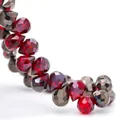 Macro shot of faceted K9 strawberry red teardrop and taupe round crystal beads - Deep Red Half Gun Black / 6mm (approximately 87 Beads Per Strip)