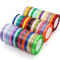 Multiple vibrant 1cm satin ribbon rolls in rainbow colors for gift wrapping and DIY crafts - Other colors please contact customer service