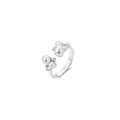 Bague ouverte argentée ornée de perles blanches et de zircons cubiques scintillants - Bague Ouverte Perle Zircon