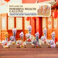 Lucky Cat figure with muscular arm and gold bell on a warm wooden surface - M433 Lucky Cat (6 Items) / Full Set
