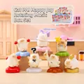 Flocked cat blind box collection with six cute figurines on colorful bases - -25 Cat Pai Happy Spin Six / Full Set