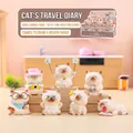 Cat series blind box figurines with geometric resin finish and pastel color accessories - -150 Cat Travel Diaries (6 Entries) / Random 1pc