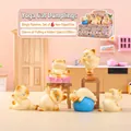 Cute yoga cat figurines blind box set with six white and orange spotted kitten poses - 8j002 Yoga Cat Dumplings (6 Pieces) / Full Set