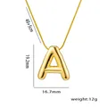 Golden letter A puffed pendant necklace with 40+5cm snake chain for women - Letter A