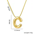 Golden 3D balloon style letter C necklace with 40+5cm adjustable chain for women - Letter C