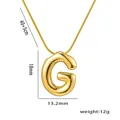 Golden 3D balloon-style letter G pendant necklace with 40+5cm chain for women - Letter G