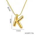 Polished gold 3D bubble letter K pendant necklace with fine snake chain jewelry - Letter K