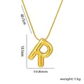 Gold balloon style letter R pendant necklace with 18.5mm height and mirror finish - Letter R