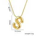 Gold balloon letter S pendant necklace with mirror finish on adjustable snake chain - Letter S