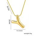 Minimalist gold letter Y pendant necklace with snake chain and polished finish - Letter Y